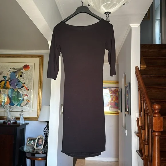 Seraphine Maternity Elegant Black Stretchy Bodycon Dress Sz 4 - Picture 6 of 12